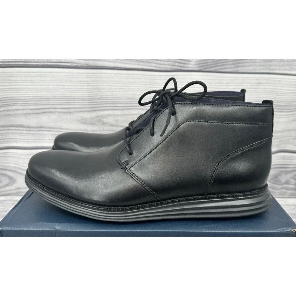 COLE HAAN ORIGINALGRAND CHUKKA  BOOTS  Men's‎ Size 11.5 M  BLACK LEATHER